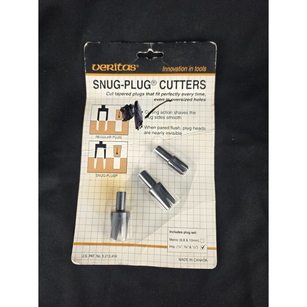 NOS Veritas 3-pack lot Tapered Snug Plug Cutters Lot - 1/4”,  3/8” & 1/2" NEW